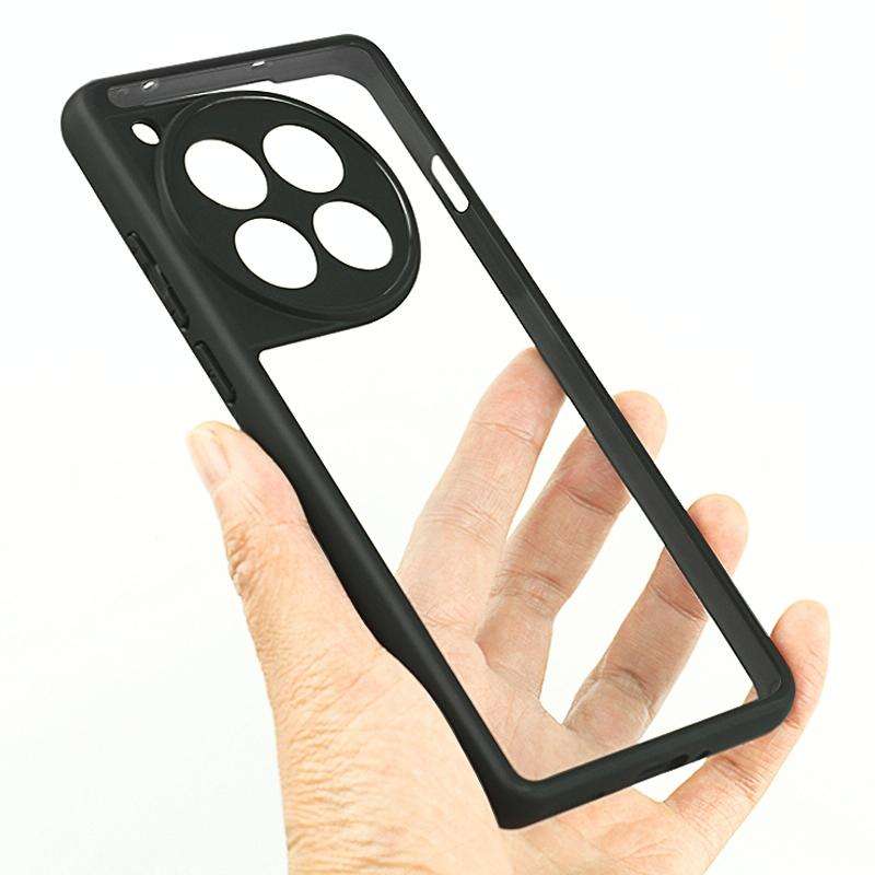 For OnePlus 12 Frosted TPU + Transparent PC Phone Case(Black)