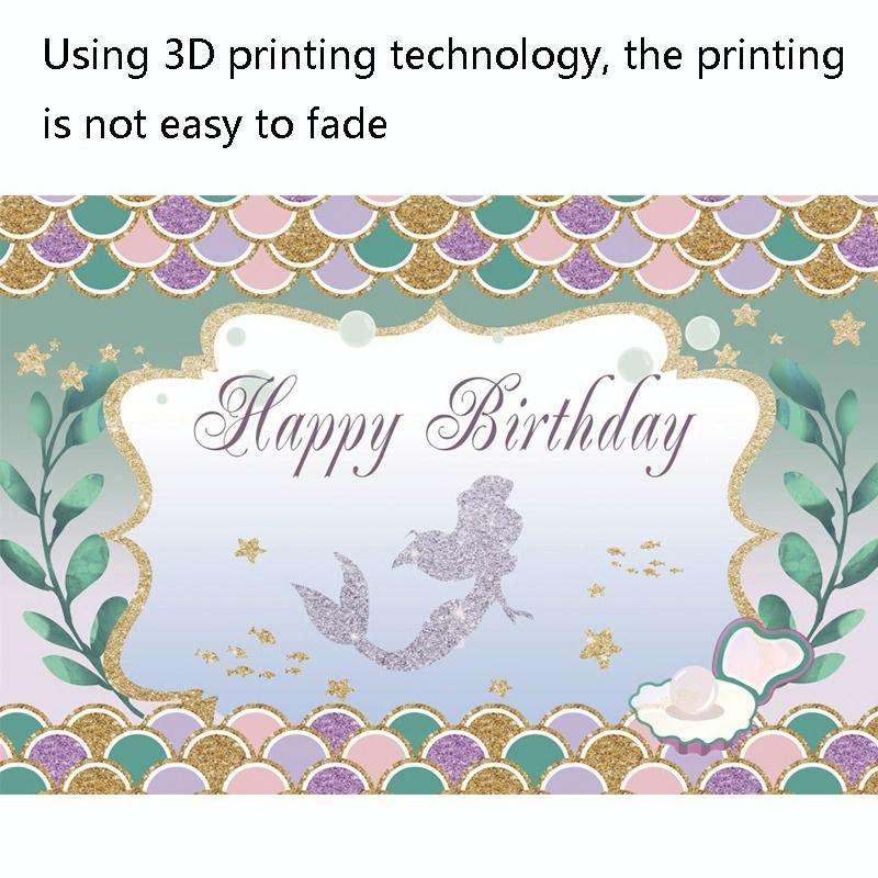 120 x 80cm Mermaid Happy Birthday Photography Background Cloth(12009608)