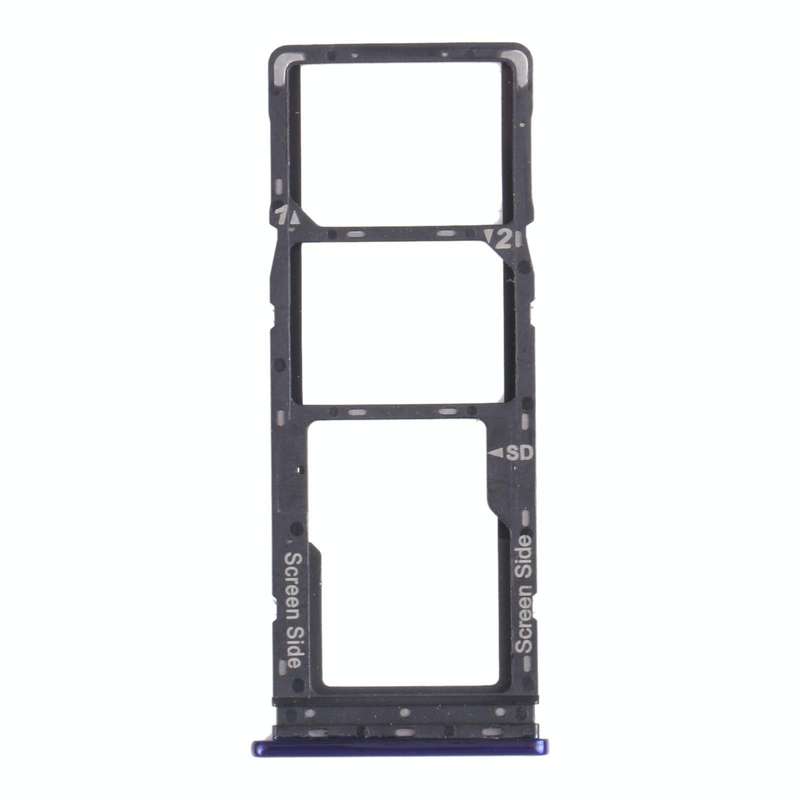 For Tecno Camon 12 Air CC6 SIM Card Tray + SIM Card Tray + Micro SD Card Tray (Blue)