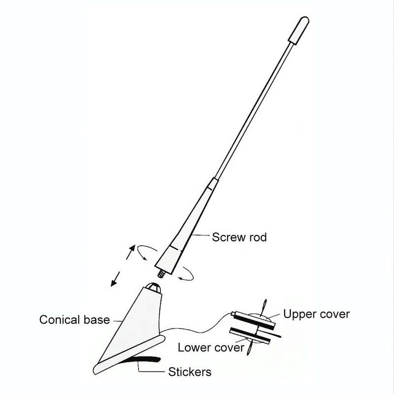 PS-08 Long Modified Car Antenna Aerial 47cm (White)