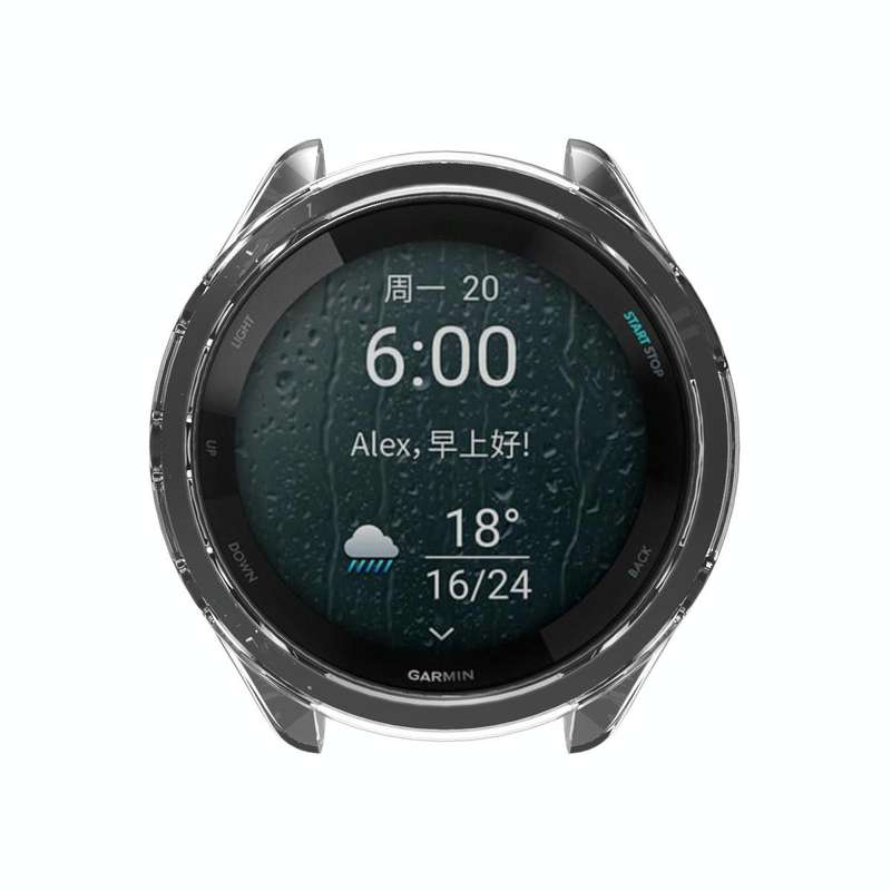 For Garmin Forerunner 965 ENKAY Hat-Prince Transparent TPU Frame Drop Protection Case(Grey)