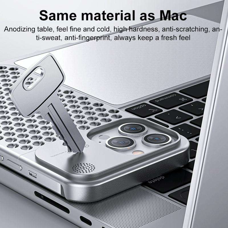 For iPhone 15 Pro Max Aromatherapy Aluminum Alloy Cooling Phone Case(Silver)