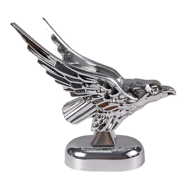 Car Hood Decoration 3D Spread Wings Flying Eagle Modification Universal Car Emblem(Silver)
