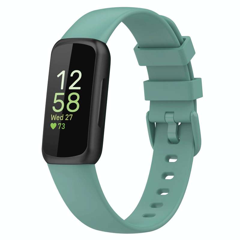For Fitbit Inspire 3 Solid Color Silicone Watch Band, Size:L(Green)