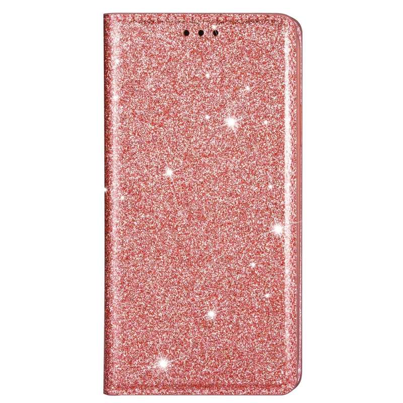 For Samsung Galaxy J4 (2018) Ultrathin Glitter Magnetic Horizontal Flip Leather Case with Holder ...