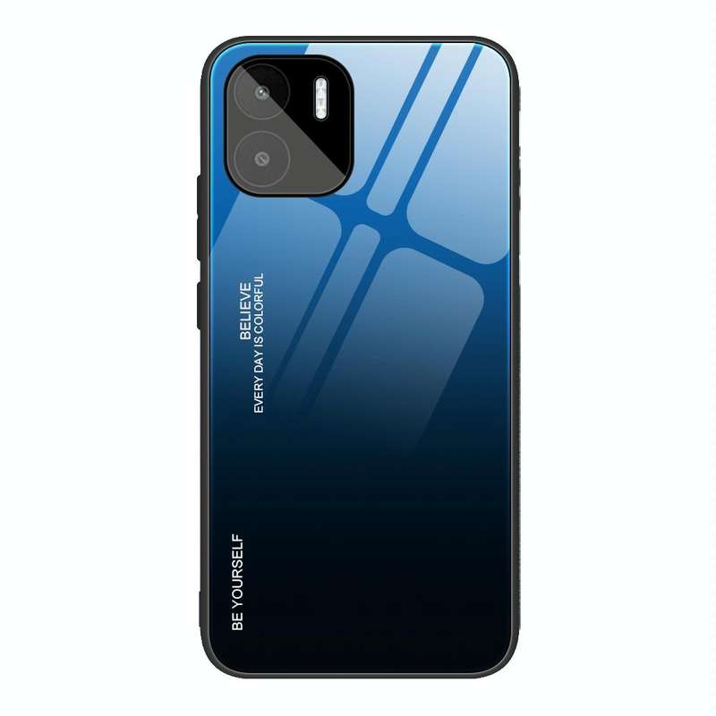 For Xiaomi Redmi A1 4G Gradient Color Glass Phone Case(Blue Black)