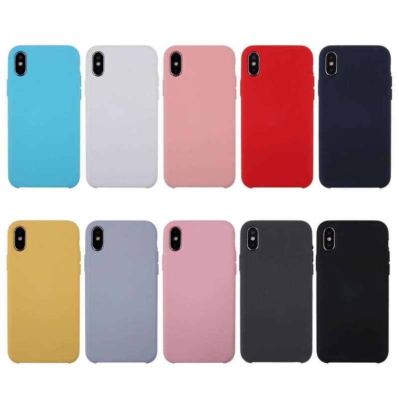 For iPhone X / XS Pure Color Liquid Silicone + PC Dropproof Protective Back Cover Case(White)