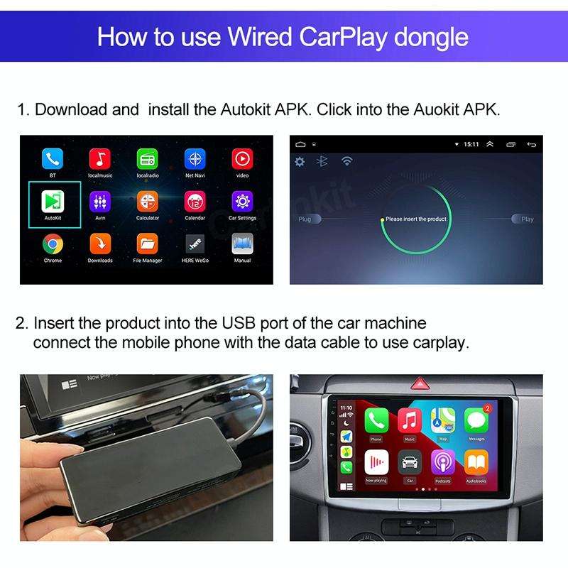 Car Navigation for Android / Apple Carplay Wireless Bluetooth Module Auto Smart Phone USB Carplay...