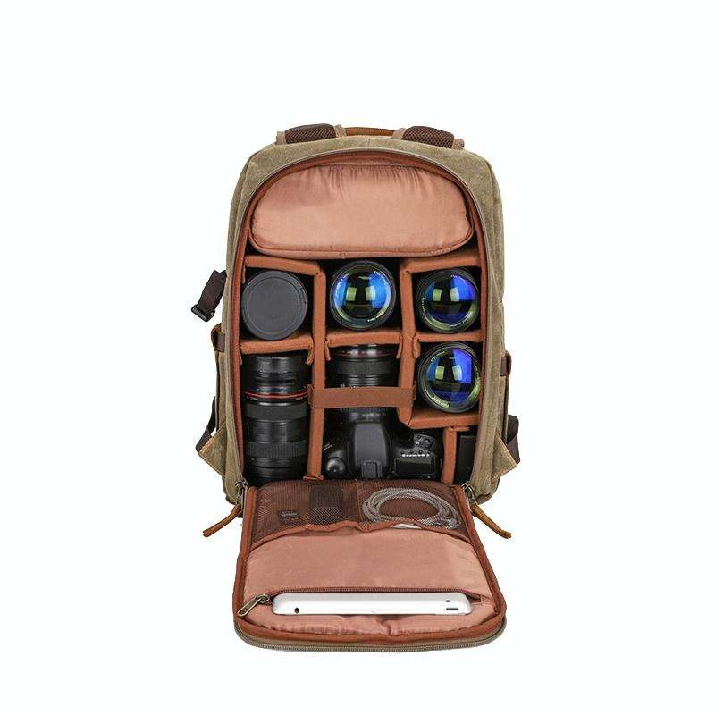D1383 Outdoor SLR Digital Camera Backpack Waterproof Batik Canvas Camera Bag(Gray)
