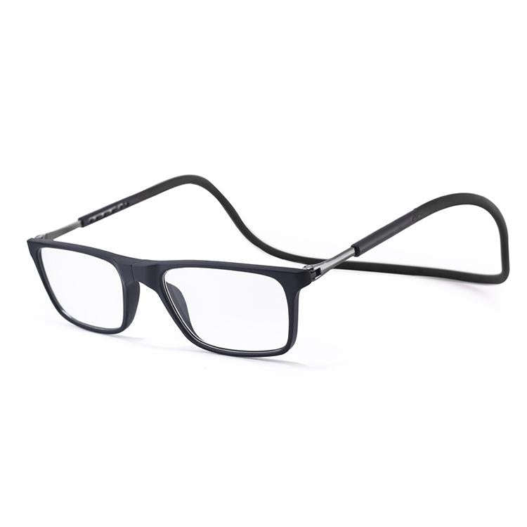 Anti Blue-ray Adjustable Neckband Magnetic Connecting Presbyopic Glasses, +4.00D(Black)