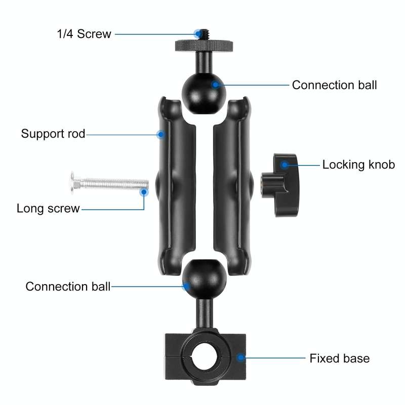 PULUZ Motorcycle Holder Rearview Mirror Fixed Mount for GoPro and Other Action Cameras (Black)