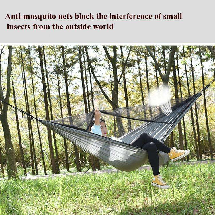 Outdoor Camping Sunshade + Anti-Mosquito Hammock Set Parachute Fabric Net Yarn Anti-Mosquito Hamm...