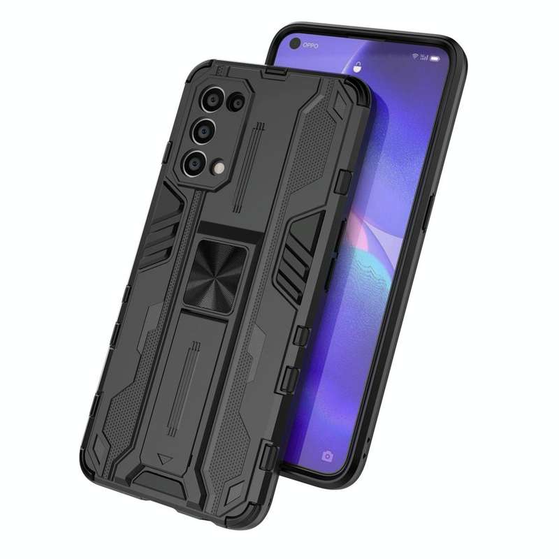 For OPPO Reno5 5G / 4G Supersonic PC + TPU Shock-proof Protective Case with Holder(Black)