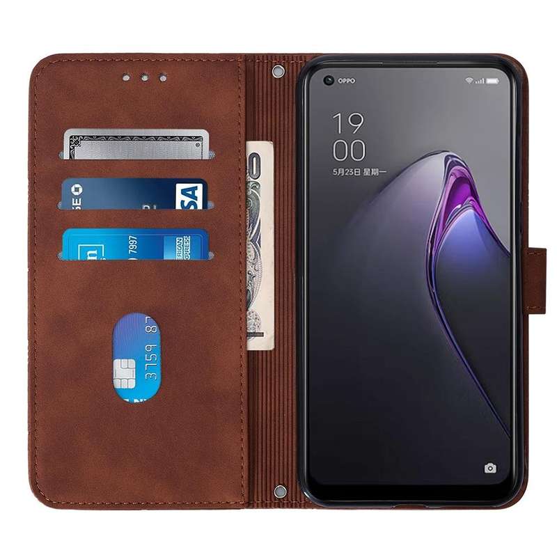 For OPPO Reno8 Crossbody 3D Embossed Flip Leather Phone Case(Brown)