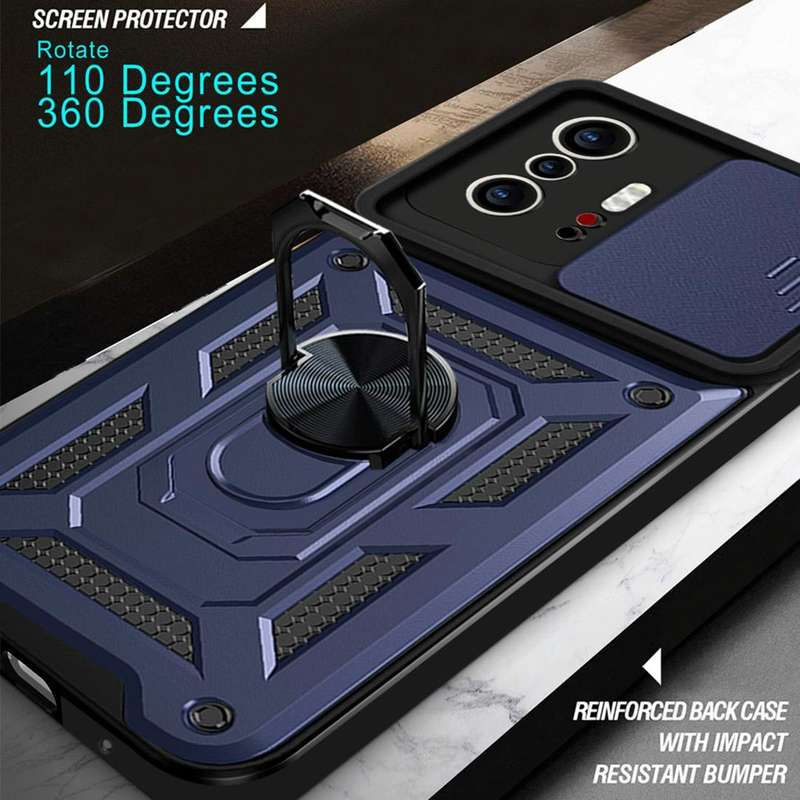For Xiaomi Mi 11T / 11T Pro Sliding Camera Cover Design TPU+PC Protective Case(Blue)