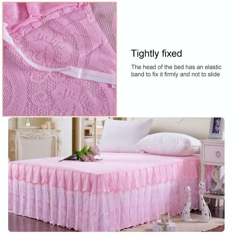 Lace Bed Skirt Sheet Princess Bedspread Mattress Cover, Size:200X220cm(Pink)