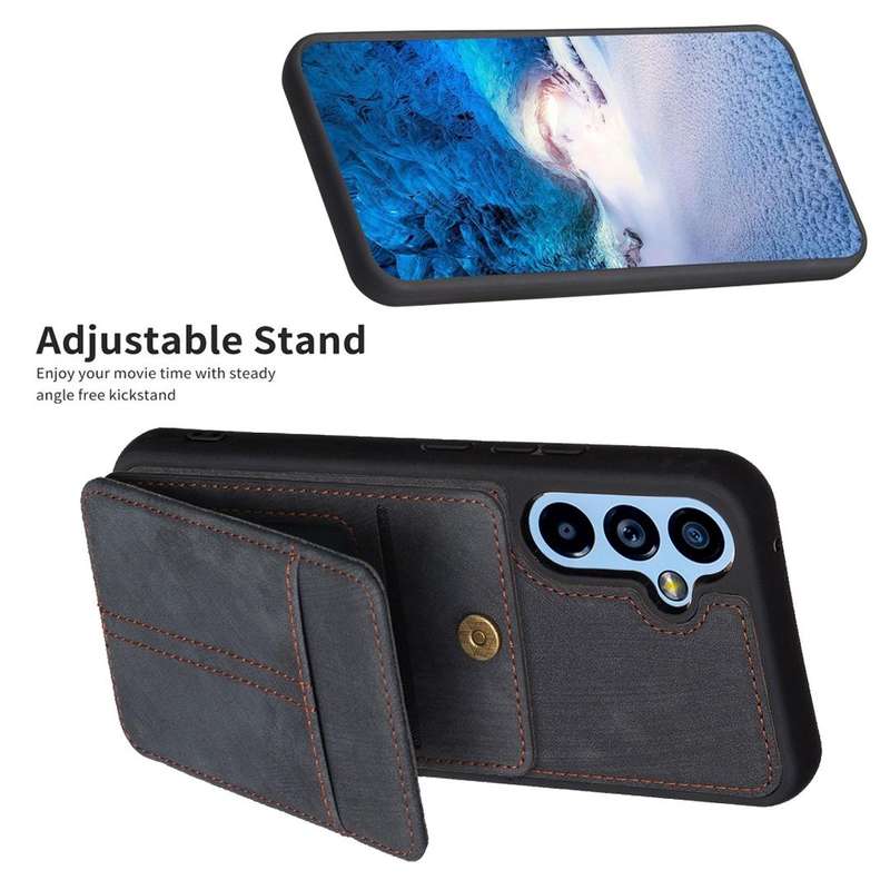 For Samsung Galaxy A54 5G BF28 Frosted Card Bag Phone Case with Holder(Black)