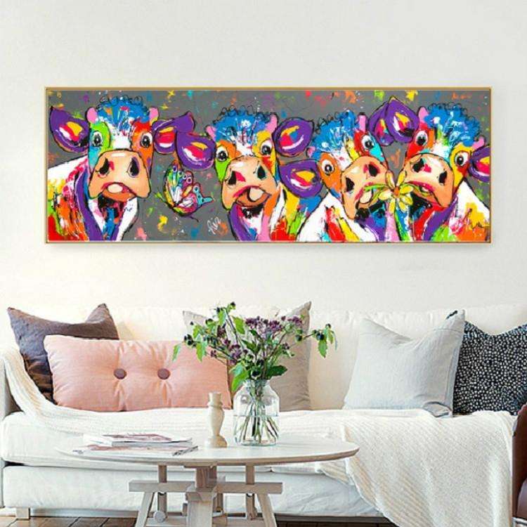 Colorful Cows Home Decoration Canvas Painting HD Inkjet Frameless Painting Core, Size:40120cm