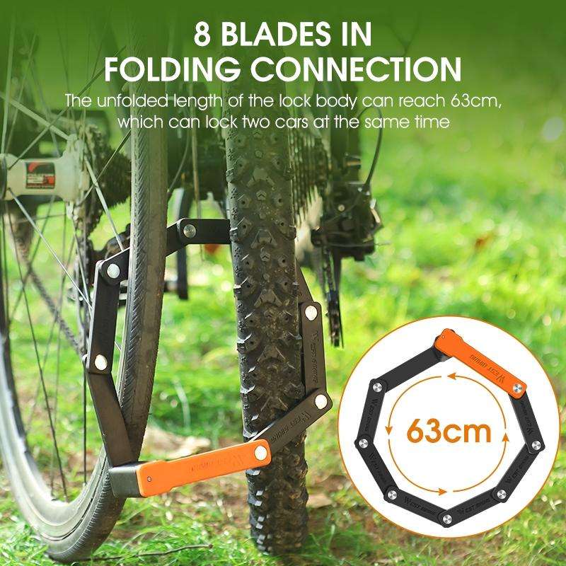 WEST BIKING Bicycle Anti-Theft Lightweight Folding Chain Lock(Black Orange)