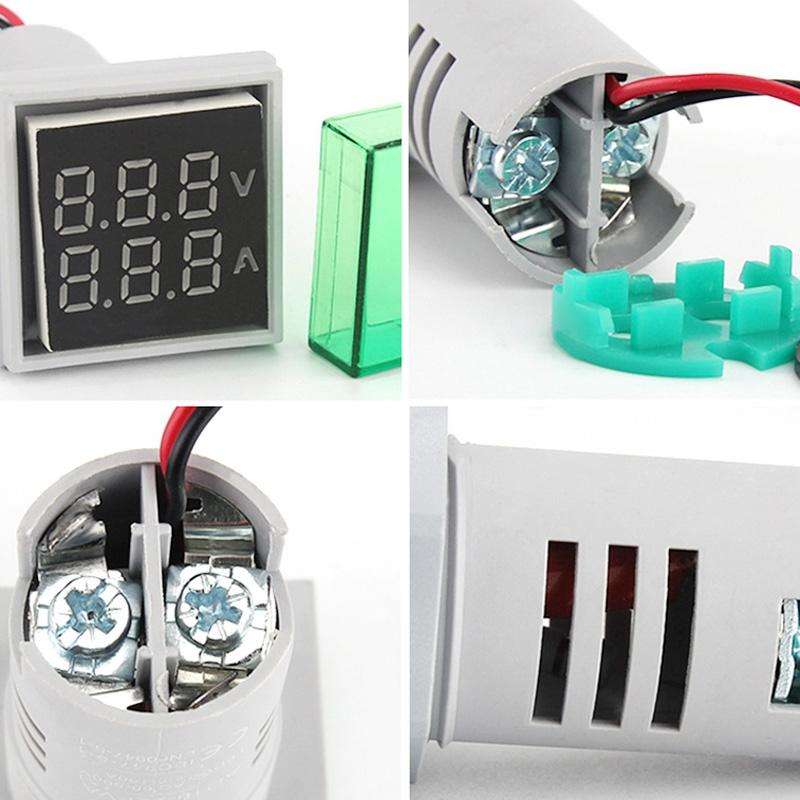AD16-22FVA Square Signal Indicator Type Mini Digital Display AC Voltage And Current Meter(White)