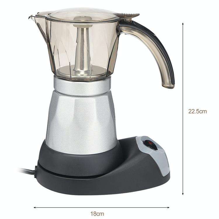 3 to 6 Cup Aluminium Alloy Electric Moka Coffee Pot Percolator EU Plug