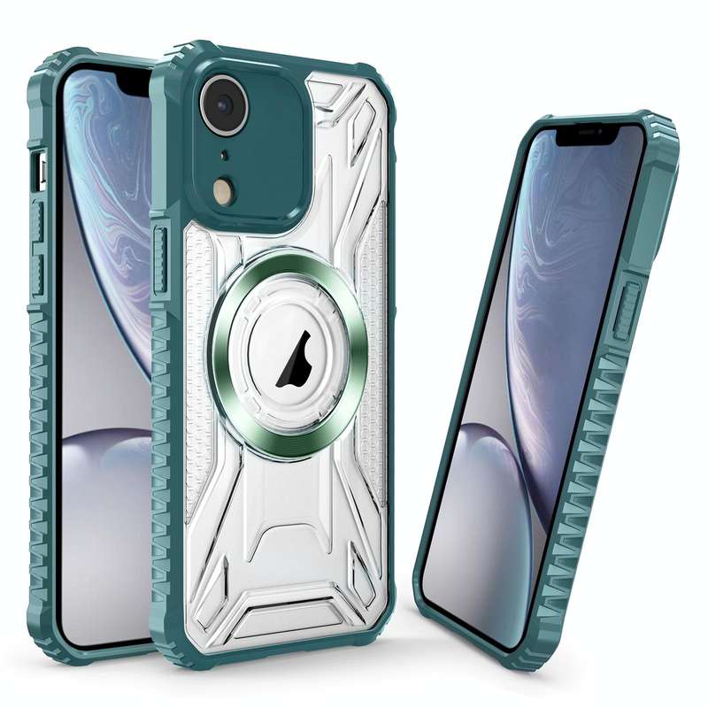 For iPhone XR CD Texture Magsafe Phone Case(Dark Green)