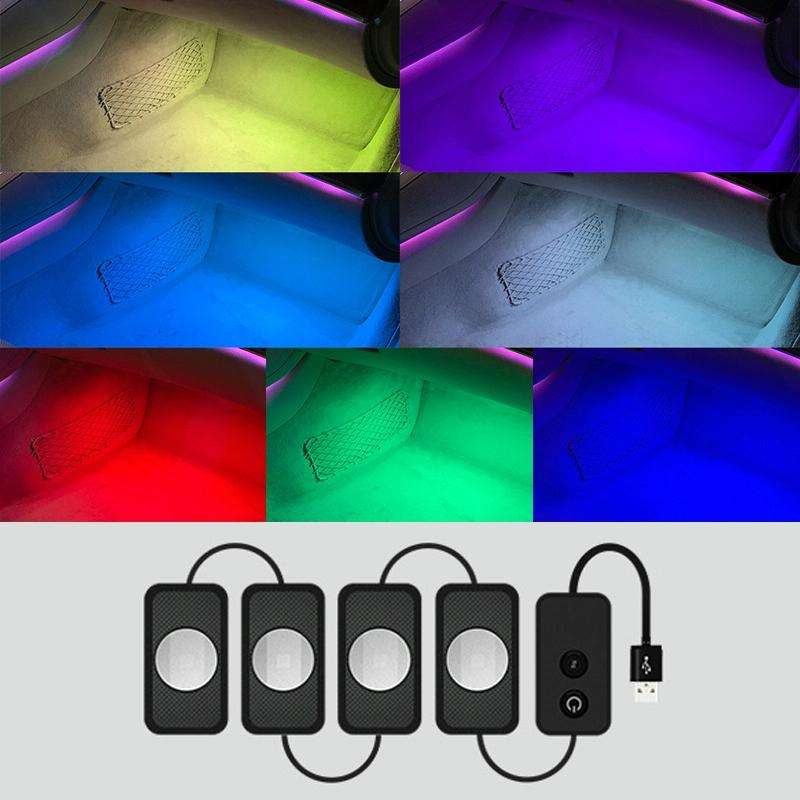 A17 Car Colorful Voice-activated RGB Foot LED Atmosphere Light, Single Light Pure Color Version