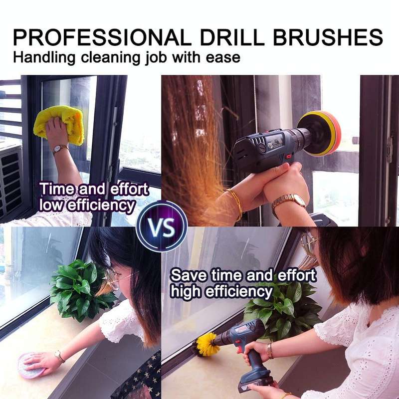15 in 1 Floor Wall Window Glass Cleaning Descaling Electric Drill Brush Head Set, Random Color De...