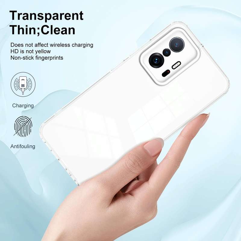 For Xiaomi 11T Pro 3 in 1 Clear TPU Color PC Frame Phone Case(White)