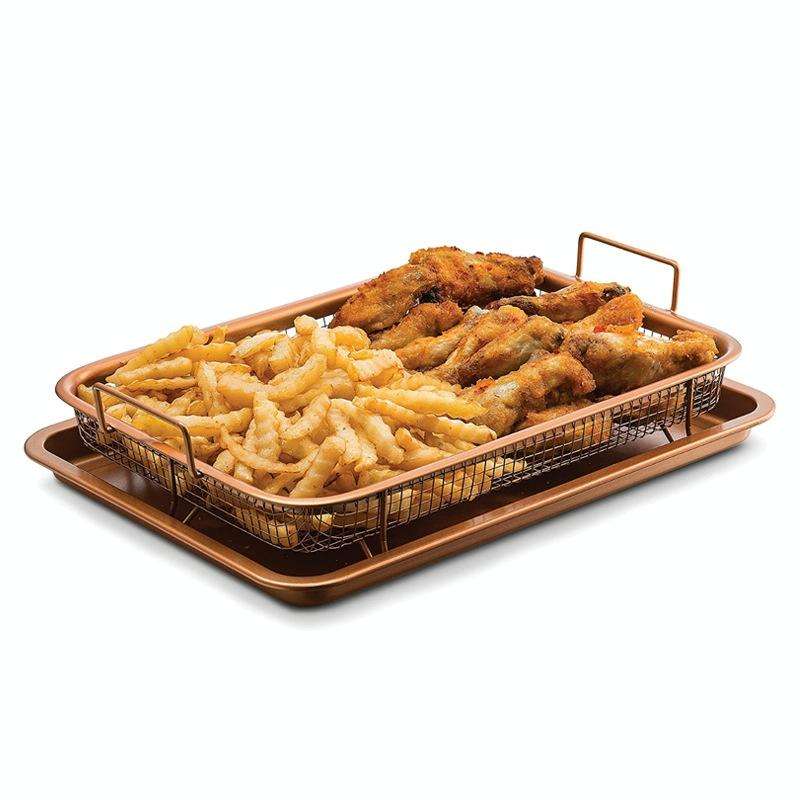 Oven Baking Stainless Steel Baking Pan Drain The Oil Mold, Specification: Square Bronze