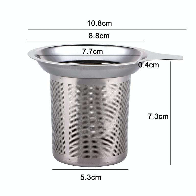 304 Stainless Steel Teapot Flat Bottom High Density Strainer With Handle(Silver)