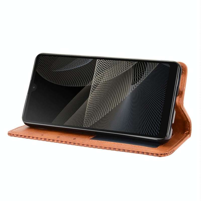 For Sony Xperia Ace II Magnetic Buckle Retro Crazy Horse Texture Horizontal Flip Leather Case wit...