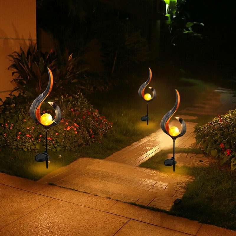 Solar Flame Light LED Iron Art Outdoor Garden Lawn Decorative Ground Plug Light Landscape Lamp(St...