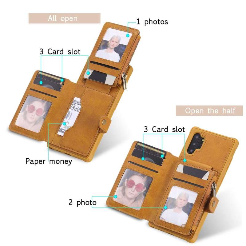 For Galaxy Note 10 Plus Buckle Zipper Shockproof Protective Case with Holder & Card Slots & Walle...