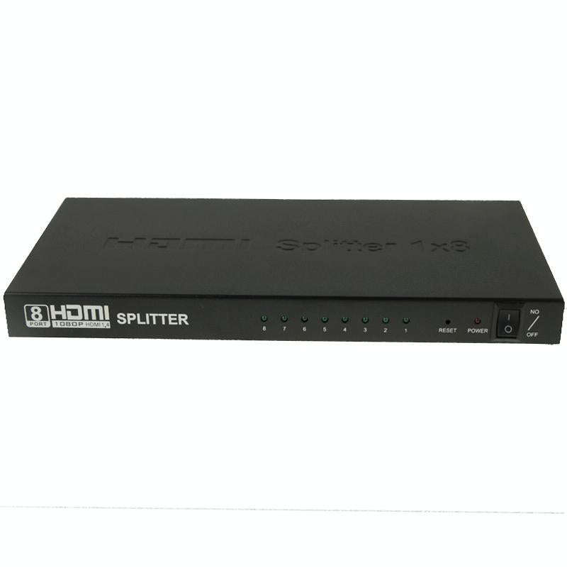 V1.4 Full HD 1080P 1 x 8 HDMI Amplifier Splitter, Support 3D(Black)