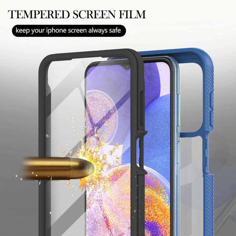 For Samsung Galaxy A23 5G / 4G Starry Sky Solid Color Series PC + TPU Phone Case with PET Film(Blue)
