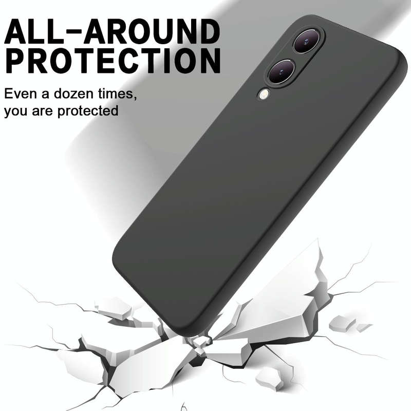 For vivo Y17s 4G Pure Color Liquid Silicone Shockproof Phone Case(Black)