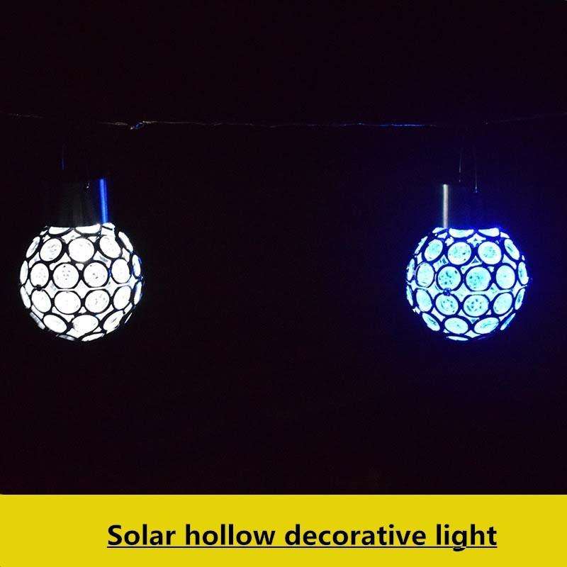 2 PCS Solar Hollow Ball Pendent Lamp Decorative Garden Light(White Light)