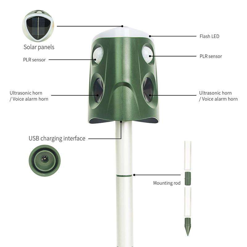 SJZ026 360 Degree Ultrasonic Solar Energy Outdoor Animal Repellent