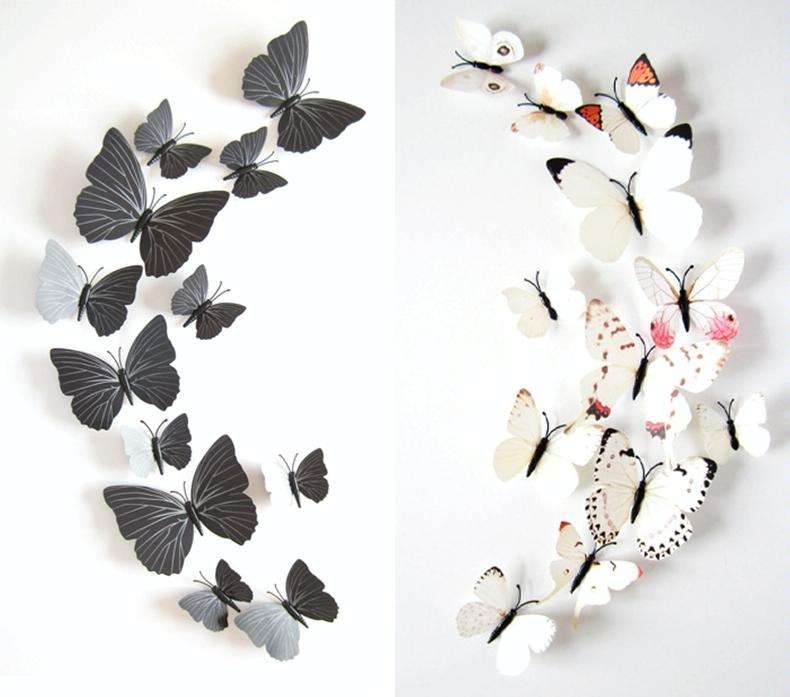 2 Sets Creative 3D Color Butterfly Wall Stickers Living Room Bedroom Decoration Supplies, Magnet ...