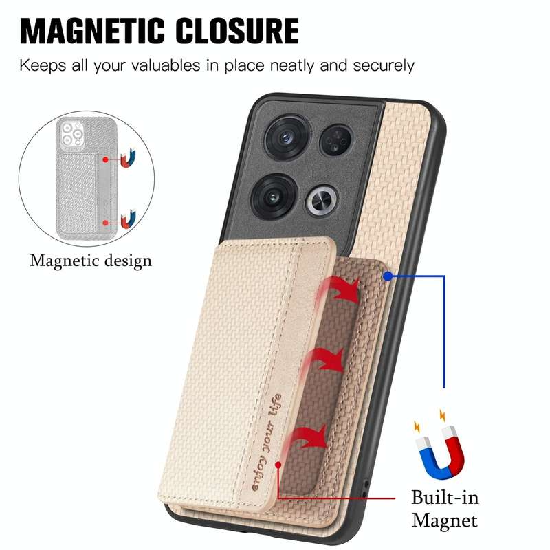 For OPPO Reno 8 Pro Carbon Fiber Magnetic Card Bag Phone Case(Green)