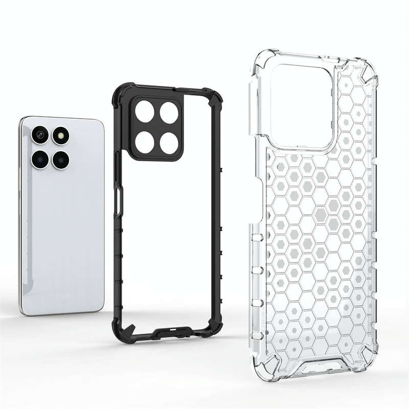 For Honor X6A 4G Shockproof Honeycomb Phone Case(White)