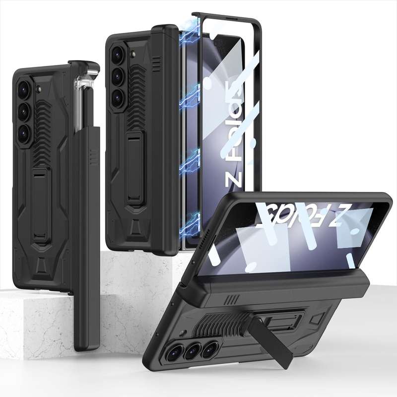 For Samsung Galaxy Z Fold5 GKK Integrated Folding Battle Shell PC Phone Case with Pen Box(Black)
