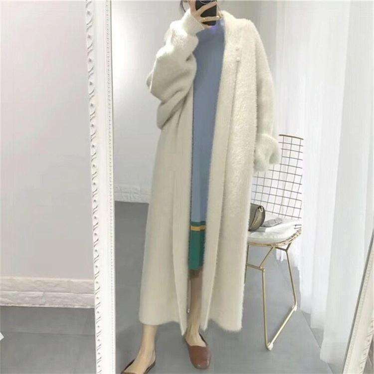 Loose Bat Plus Size Thickened Nightgown Women Knitted Cardigan Sweater Coat (Color:White Size:Fre...