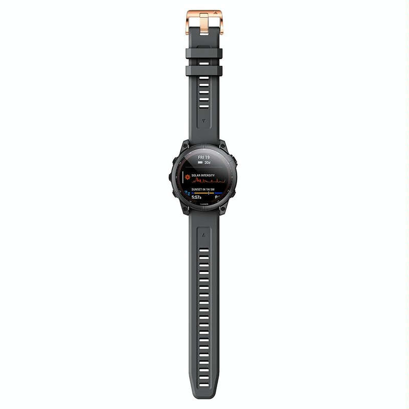 For Garmin Fenix 7S 20mm Rose Gold Buckle Silicone Watch Band(Black)