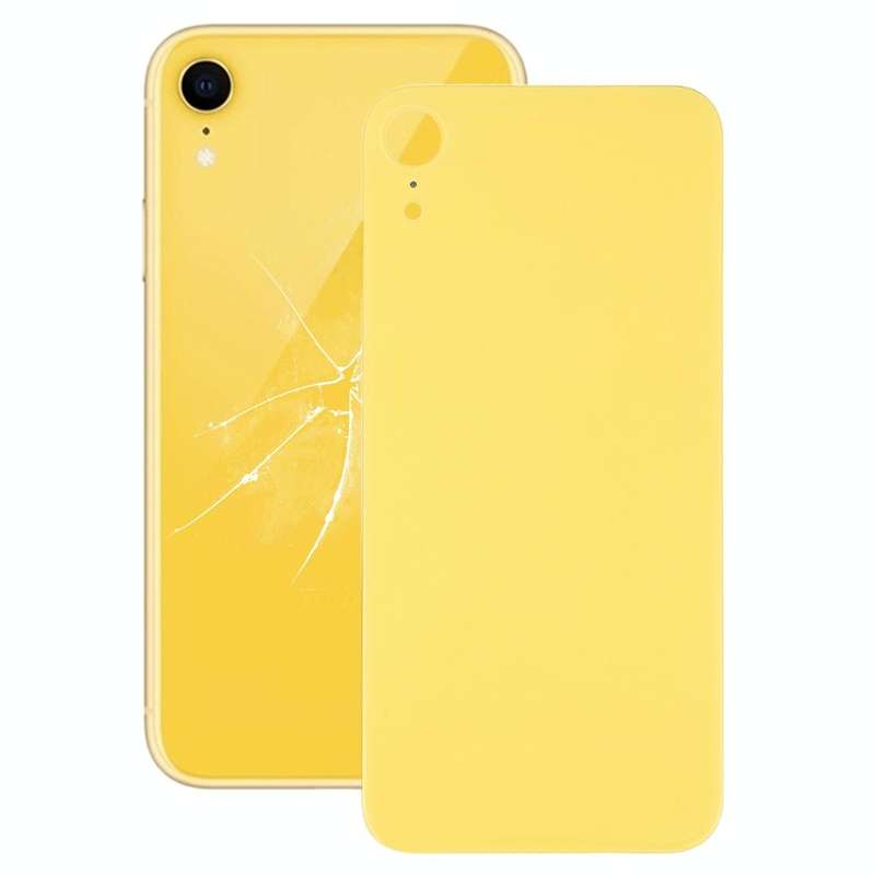 Easy Replacement Big Camera Hole Glass Back Battery Cover with Adhesive for iPhone XR(Yellow)
