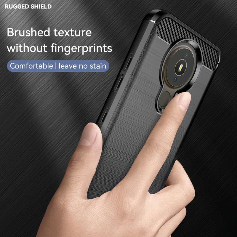 For Nokia 1.4 Brushed Texture Carbon Fiber TPU Phone Case(Black)
