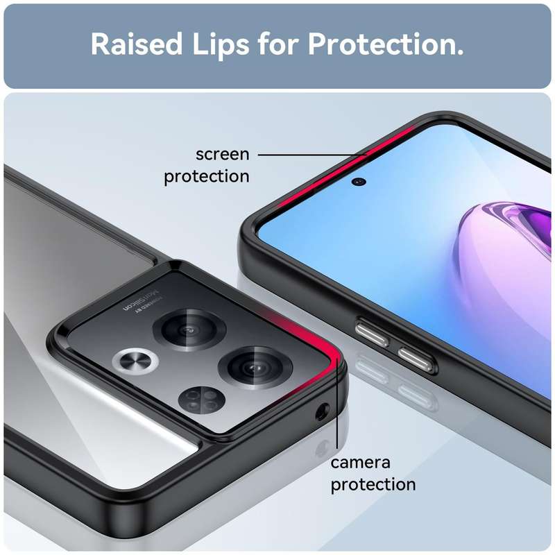 For OPPO Reno8 Pro India Colorful Series Acrylic + TPU Phone Case(Black)