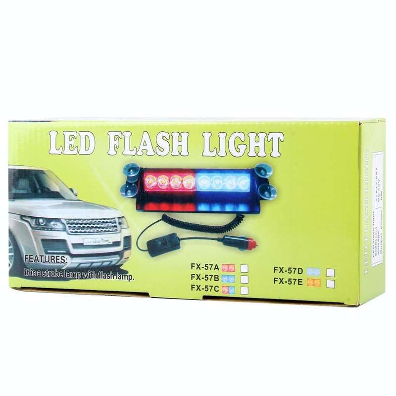 8W 800LM 8-LED White + Red Light 3-Modes Adjustable Angle Car Strobe Flash Dash Emergency Light W...