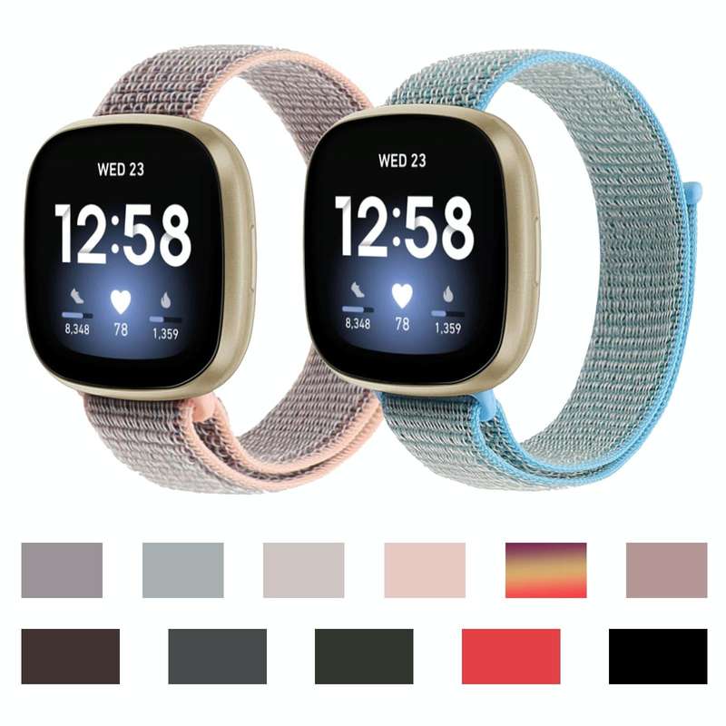 For Fitbit Versa 3 Nylon Loop Watch Band(Army Green)